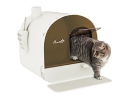 Caixa de Areia para Gatos com Filtro, 1 Filtro de Reposição, 1 Tapete para o Chão, 43 Cm X 44 Cm X 47 Cm, Preto + Branco ESSÊNCIACASA