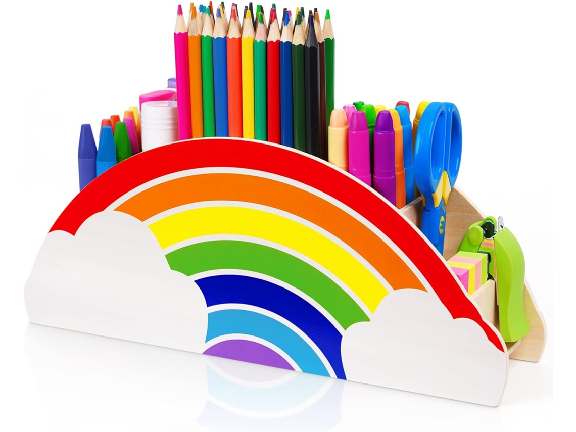 Porta, Canetas e Porta, Lápis de Madeira, Organizador de Mesa Rainbow Supply o BRILVIBERA