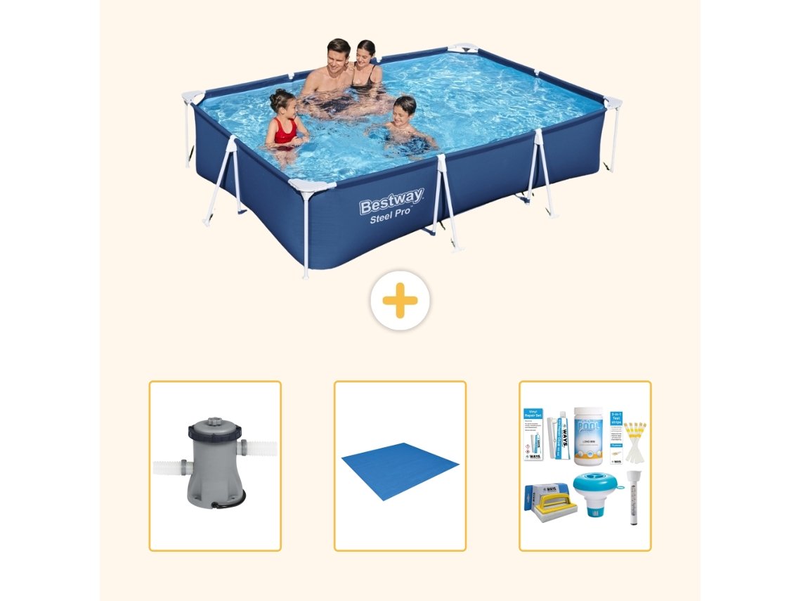 Bestway Piscina Bestway Steel Pro Retangular - 300x201x66 Cm - 4-peças S22303