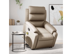 Vidaxl Poltrona Massagens Reclinável Elevatória Couro Art. Cappuccino