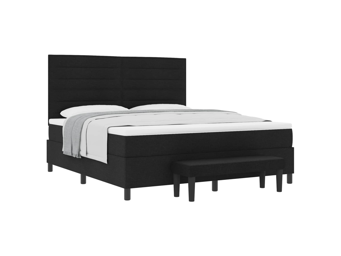 Cama Box com Cabeceira Preto 180 X 200 Cm Tecido MAISON EXCLUSIVE