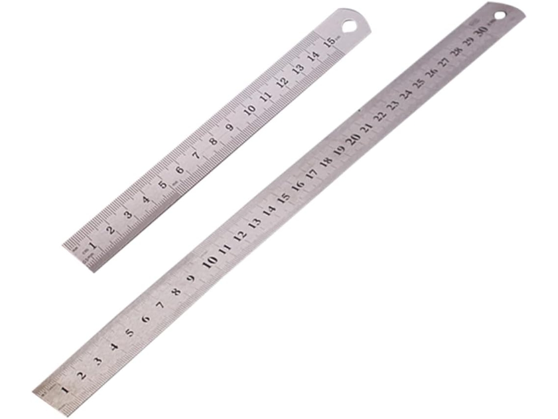 Conjunto De 2 Réguas Aço Inoxidável, 15 Cm E 30 Com Escala Dupla, Sem