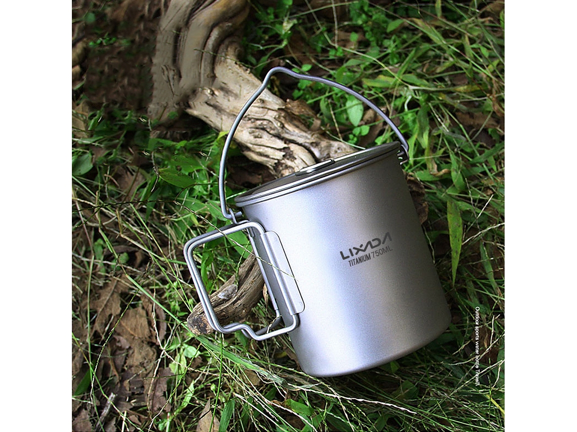 Copo de Titânio Ultraleve com Tampa para Camping