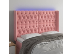 Vidaxl Cabeceira De Cama C/ Luzes Led Veludo 163x16x118/128 Cm Rosa