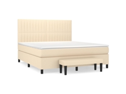 Cama box spring VIDAXL Creme Tecido (160x200 cm)