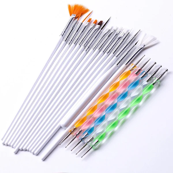 Conjunto Com 20 Pincéis Para Nail Art