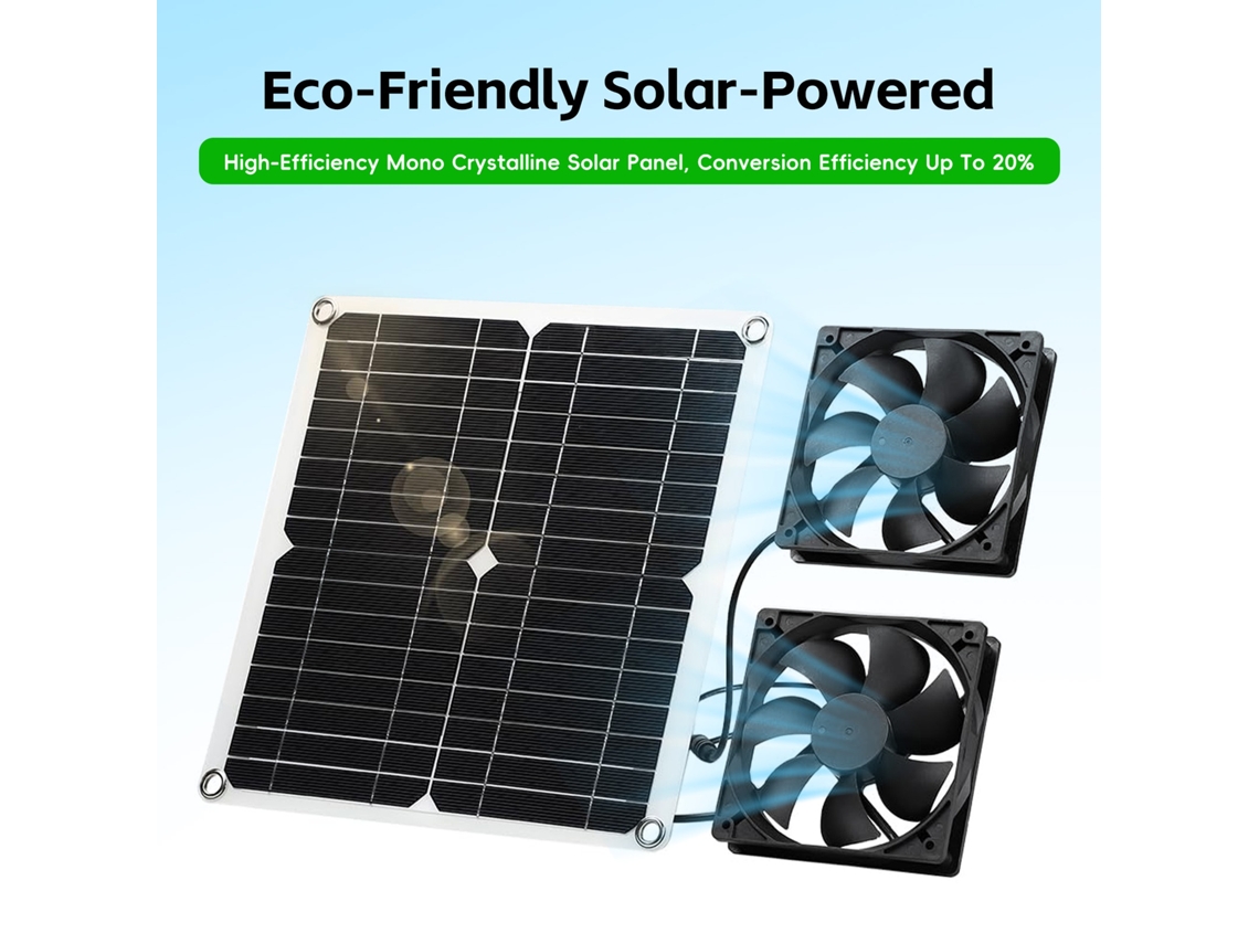 Kit de Ventilador Solar com 2 Ventiladores 12w | S/MARCA