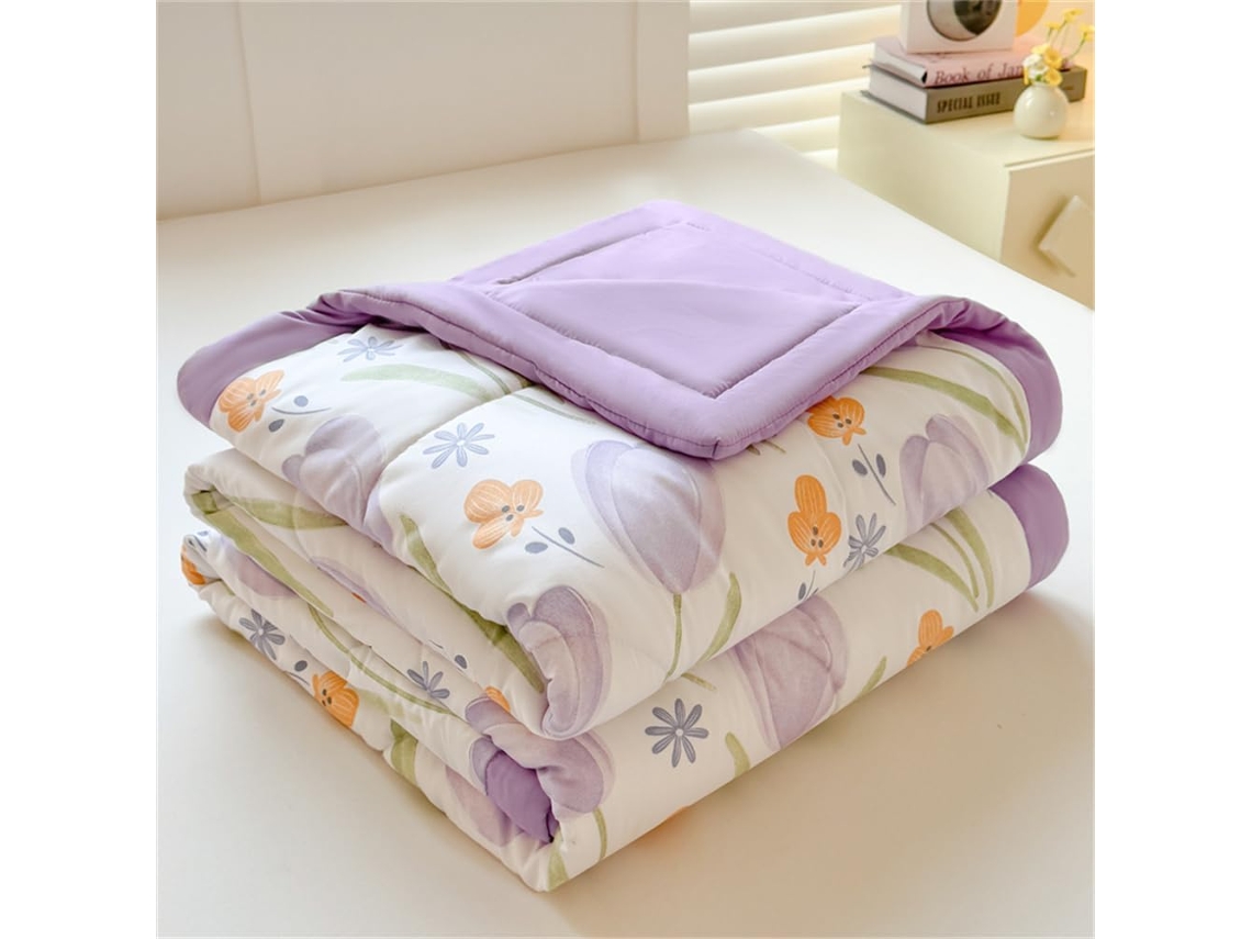 Colcha Acolchoada Fansu Capa de Cama Manta para Ar Condicionado Enchimento Algodão Sofá com Estampa Floral Nór