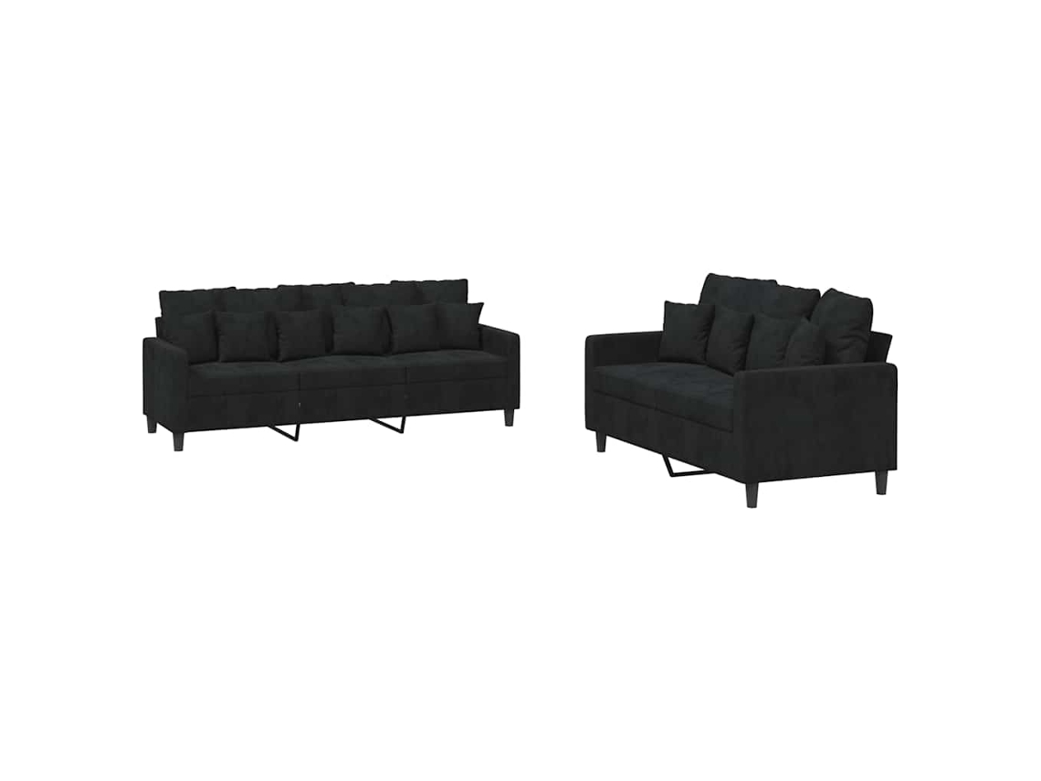 Maison Exclusive - 2 Pcs Conjunto De Sofás Com Almofadões Veludo Preto