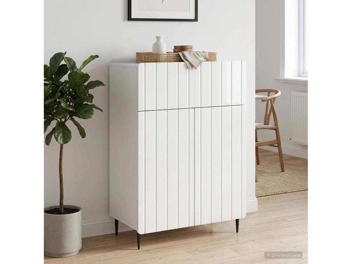 Vidaxl Buffet Branco Brilhante 66 X 34,5 X 92 Cm Derivados De Madeira