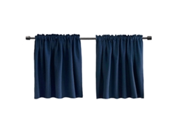 Cortinas Para Cozinha E Casa De Banho 52x18 Polegadas Escurecimento Tecido Tríplice Azul Marinho 2 Peças