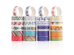 Fita Adesiva, 24 Rolos, De Natal, Decoração De Natal, Ideal Artesanato, Presentes, Álbuns De Recortes, Com Estampas Natalinas Variadas