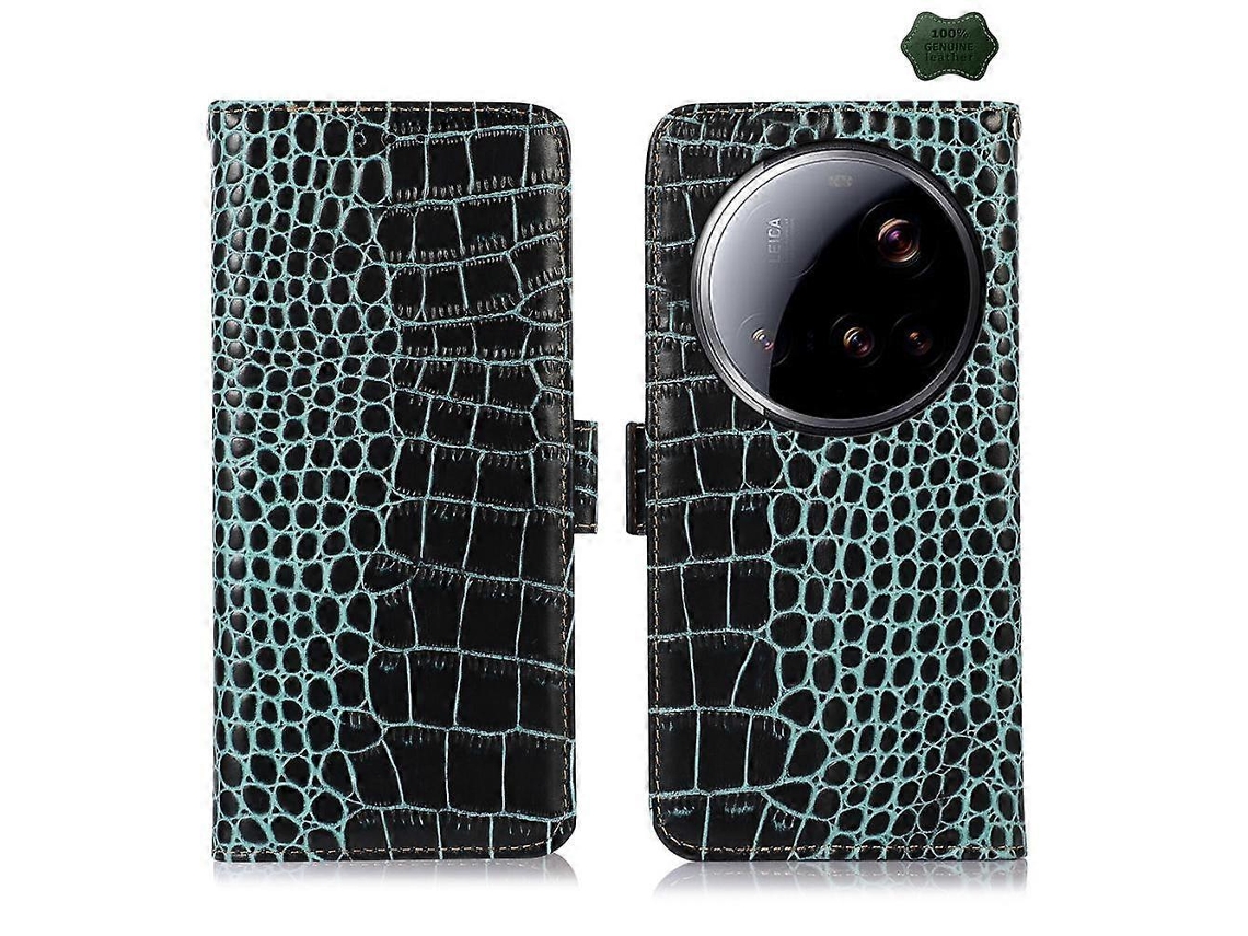 Capa De Celular Xiaomi 15 Ultra Com Acabamento Em Couro De Crocodilo E Camada Superior Em Couro Bovino