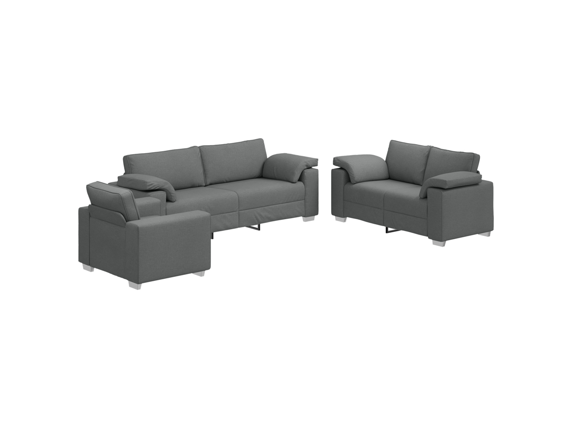 Conjunto 3 Sofá De Linho Vidaxl Cinzento Linho (219 X 80 X 82 Cm)