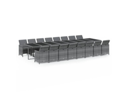 Maison Exclusive - 17 Pcs Conjunto De Jantar P/ Jardim C/ Almofadões Vime Pe Cinza