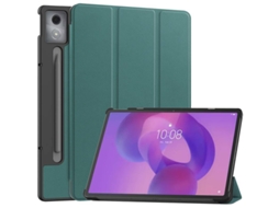 Capa Dobrável Em Três Partes Para Tablet Lenovo Xiaoxin Pad Pro 12,7” 2025, Protetora Em Pele Resistente A Impactos Verde Escuro Hexinyigjly