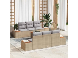 Vidaxl Conjunto De Sofá De Jardim 7 Pcs Bege Rattan Sintético