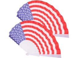 Leques Dobráveis De 2 Peças Com Estampa Da Bandeira Americana Acessório Patriótico E Compacto Para Decoração De Gokoco