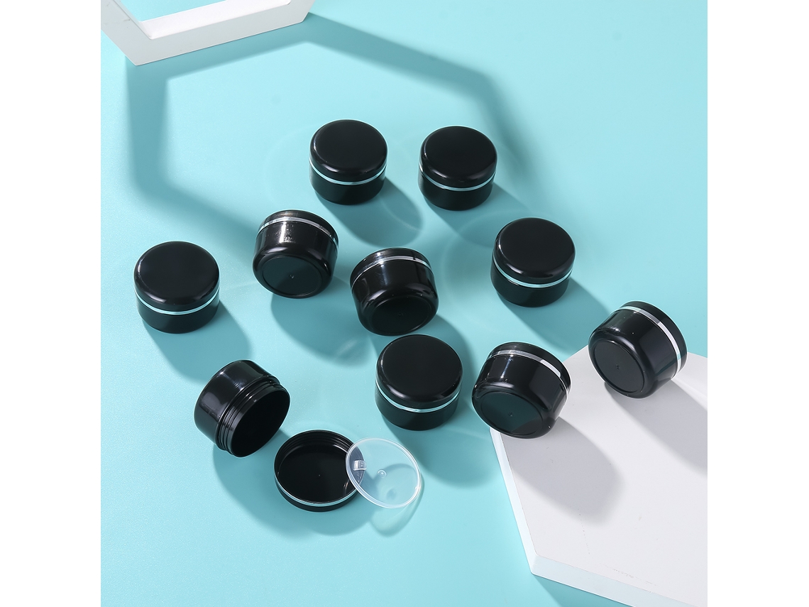 10 Vasos Redondos de 20ml com Tampas de Rosca MDUG (preto)