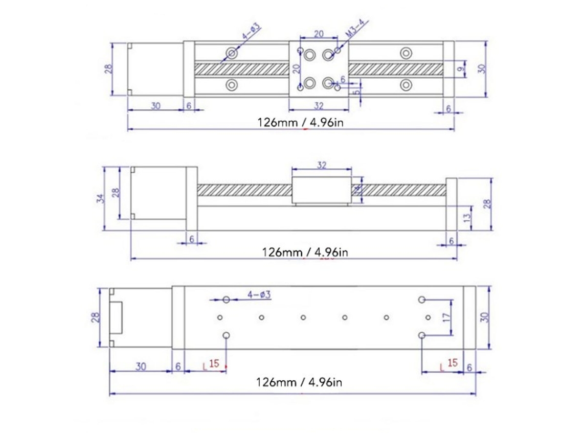 Laxiscreed Guia Linear T-type De Alta Precisão Com 50mm De Curso Para Atuadores De Movimento