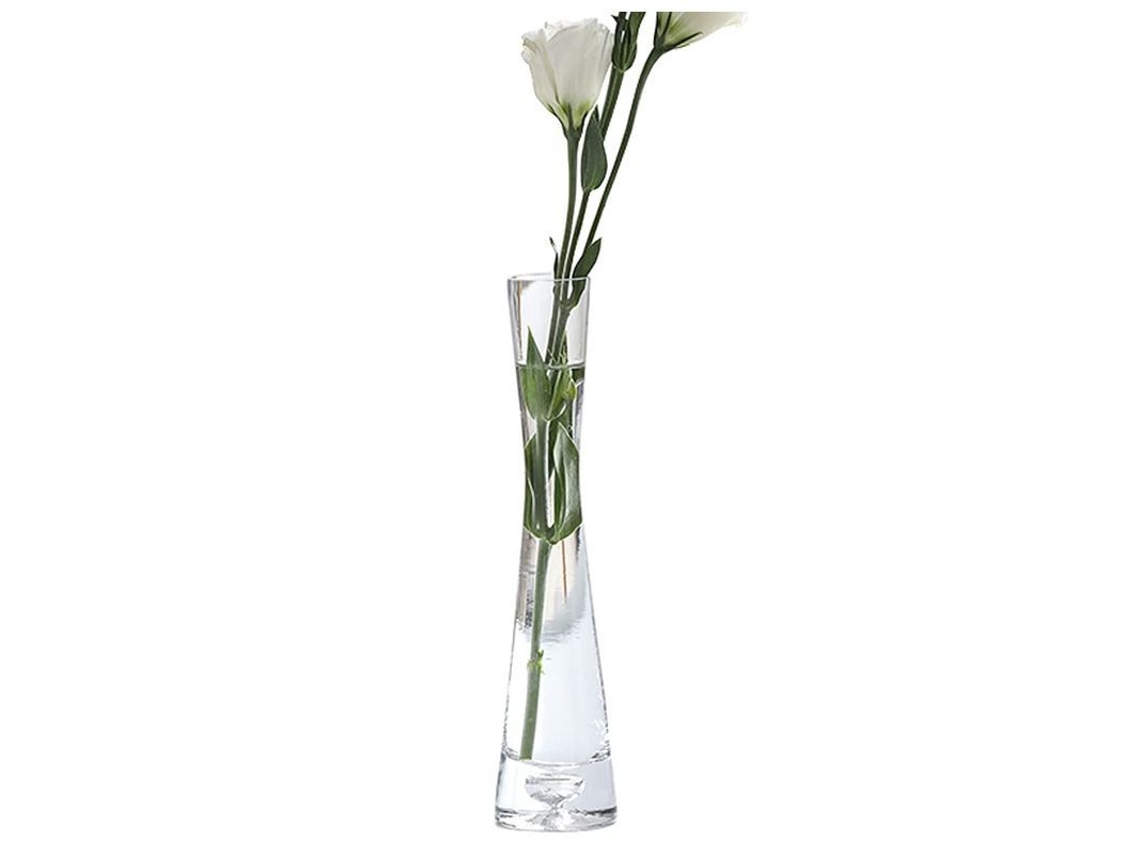 Vaso de vidro soprado à mão, formato de botão, modelo 2025, para 1 a 2 flores, decoração para casa ou escritório. Transparente.