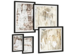 Conjunto De Pinturas Composições Abstratas Neutras Espelharte (5 Peças)