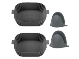 Kit Com 2 Formas De Silicone Para Air Fryer + 2 Luvas Anti-calor - Reutilizáveis, Antiaderentes E Resistentes Ao Calor