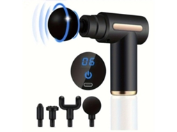 Massageador portátil de percussão para tecidos profundos, ideal para corpo, costas e pescoço, com design ultracompacto e elegante. Brilvibera