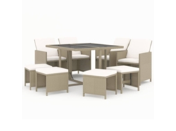 Garden Dining Set, Garden Dining Sets Vidaxl Bege Rattan / Vime (109 Cm Table Length)