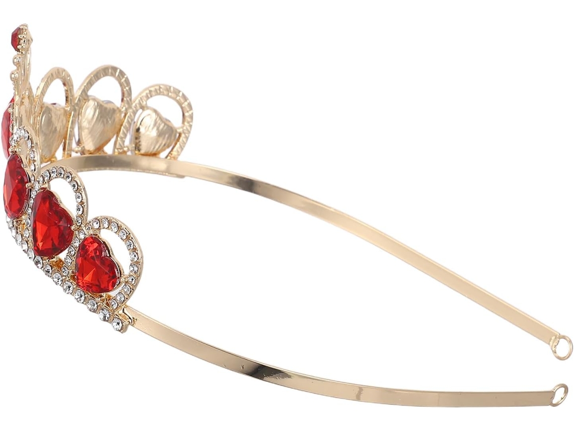 Tiara Feminina Vermelha Em Acrílico Com Coração Brilhante, Acessório Para Cabelo.
