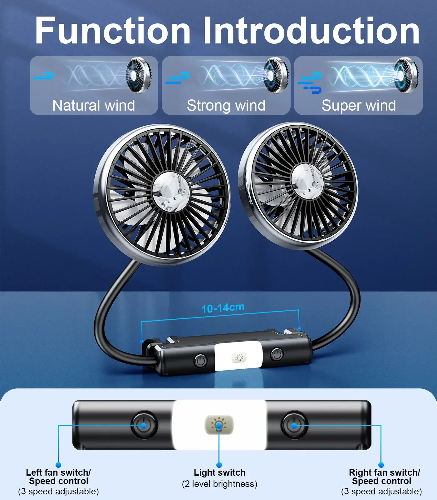 Suporte para Ventilador Usb com Rotação de 360°, 3 Velocidades, Funcionamento Potente e Silencioso, 2 Leds MDUG (preto)