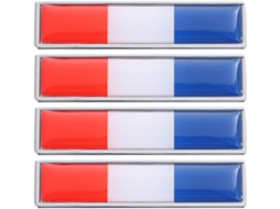 Conjunto de 4 adesivos metálicos com a bandeira francesa, design em relevo 3D, Zinco League.