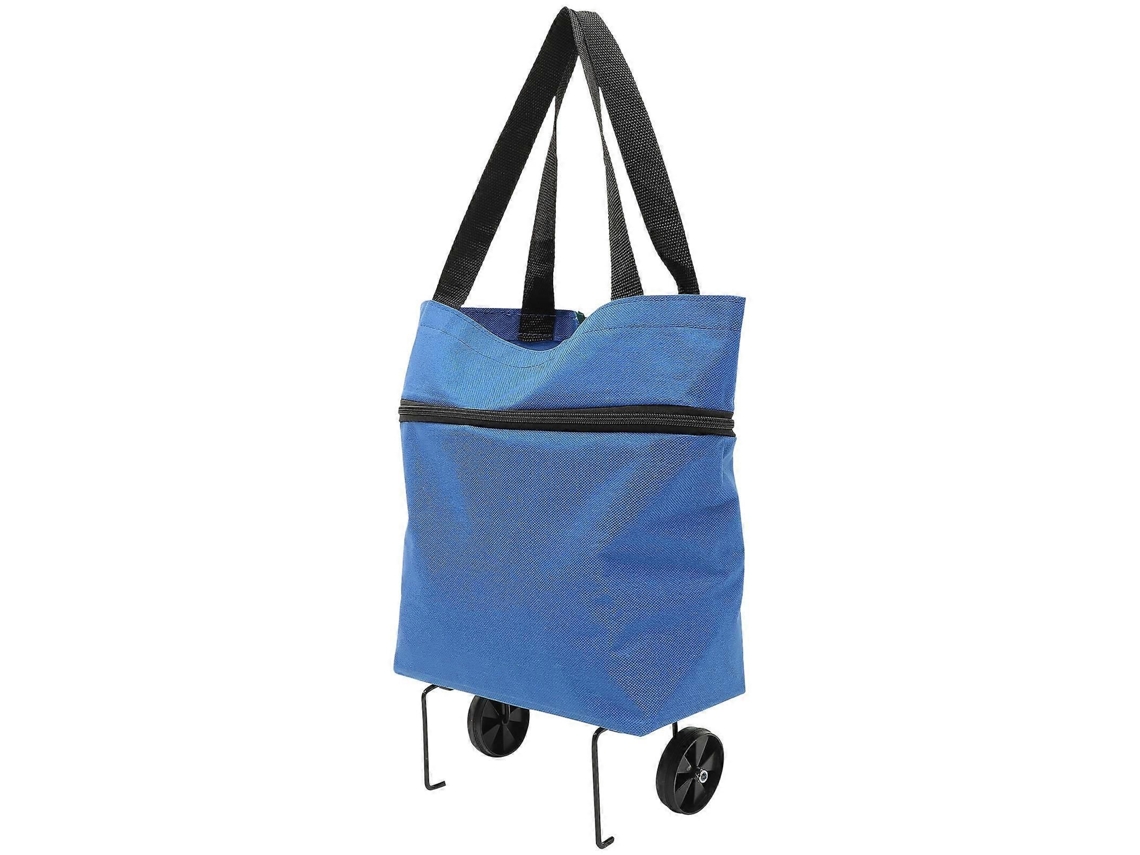 Sacola de Compras Dobrável com Rodinhas, em Metal, 48 X 39 X 10 Cm , Pacote com 1 Unidade. GOKOCO (18,9 X 15,4 X 3,9 Polegadas)