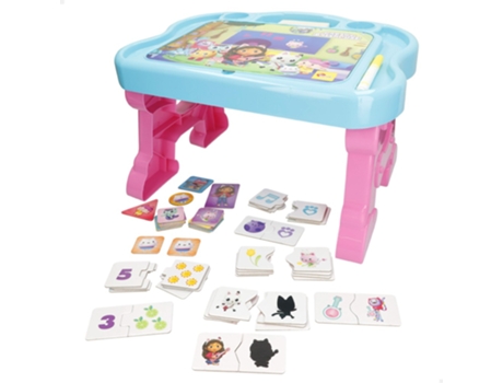 GABBY'S DOLLHOUSE Mesa para Crianças C/Quadro de Giz e Jogos