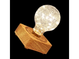 Mesa de LED Abajur com efeito madeira, luz quente, recarregável via USB, ideal para quarto de hóspedes e escrivaninha.
