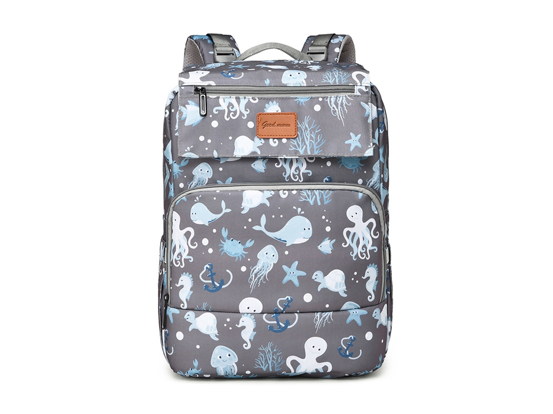 Mochila Maternal, Bolsa para Bebê Multifuncional, com Trocador de Fraldas, Presente para Futuras Mamães SPQMENT (medusa Cinza)