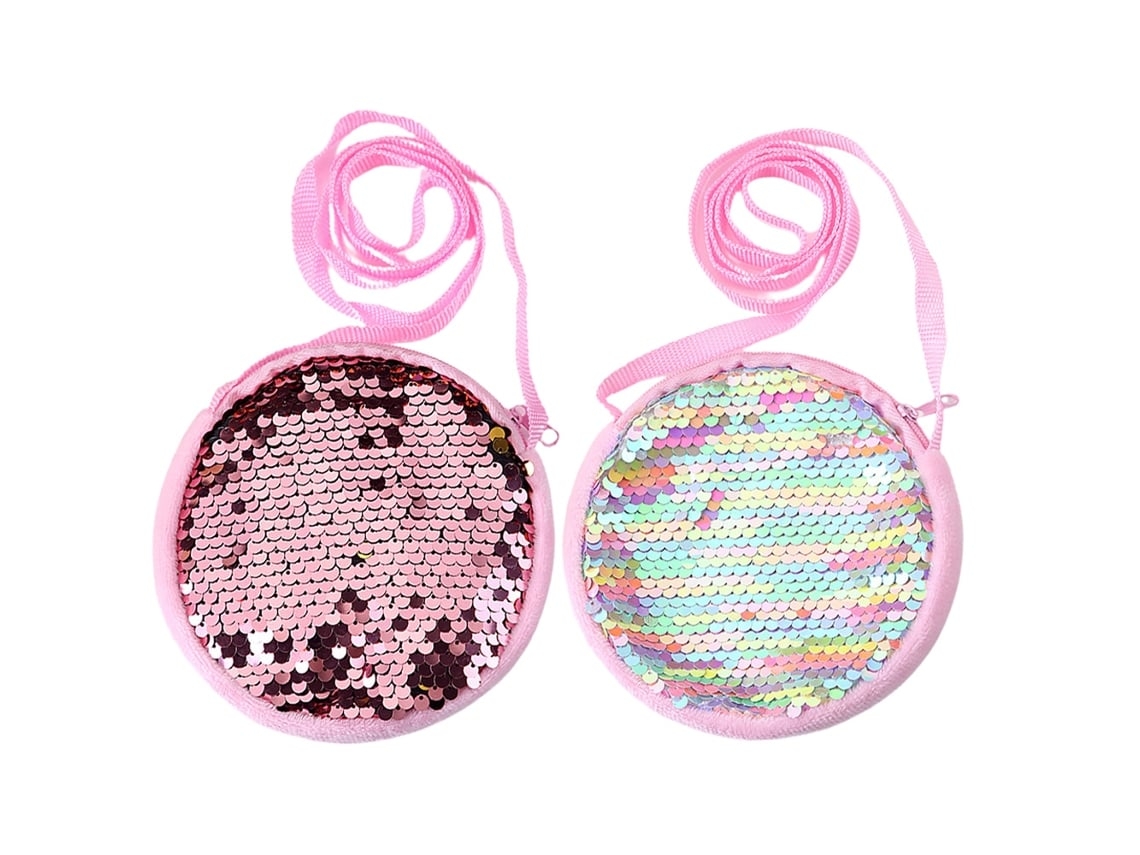 Mochila De Um Ombro Com Lantejoulas De Pelúcia Fofa Para Bebê De Duas Peças*