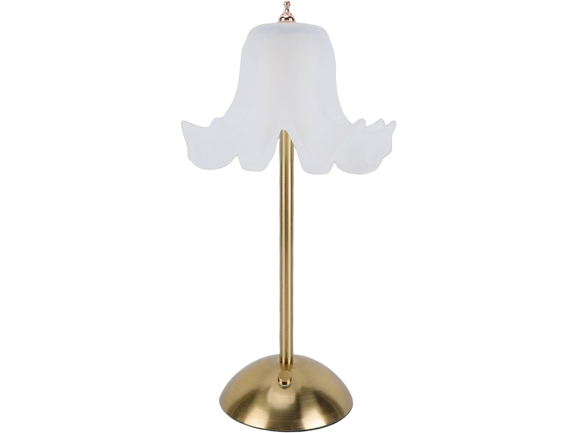 Luminária de mesa Banapoy Semi Fio, luminária de mesa LED portátil com controle por toque e cúpula em formato de flor.
