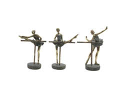 Figura Decorativa HOME ESPRIT Cinzento Dourado Bailarina Ballet 14 X 8 X 20 Cm 3 Unidades