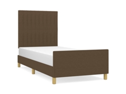Bed Frame With Headboard, Bed Frames With Headboards Vidaxl Marrom Tecido (90 X 190 Cm)