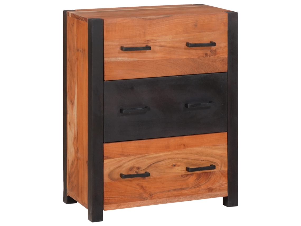 Conjunto 1 Armário Aparador Vidaxl Castanho Madeira De Acácia Maciça (55 X 30 X 75 Cm)