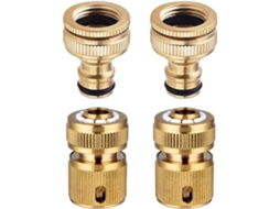 Conjunto De 4 Conectores Engate Rápido Para Torneira Mangueira Jardim Compatíveis Com 1/2" E 3/4"