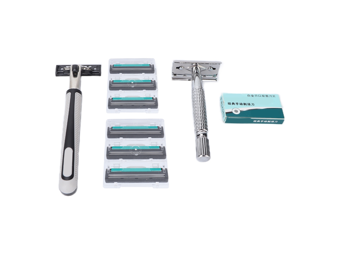 Afeitadora Manual De Acero Inoxidable Reutilizable Com 6 Cabeças E 5 Lâminas Para Homens