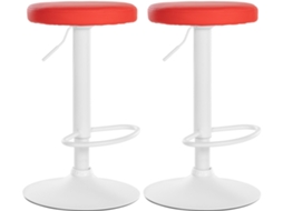 Conjunto de 2 banquetas de bar com design simples, assento sintético vermelho e estrutura de metal branco Tdb10681 Dcoshop26