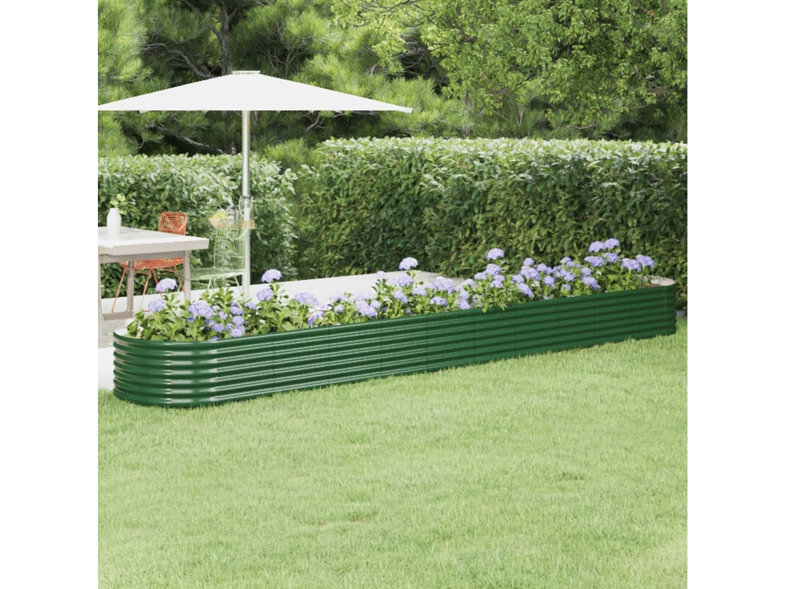Vidaxl Canteiro Elevado Jardim 440x80x36 Cm Aço Galvanizado Verde