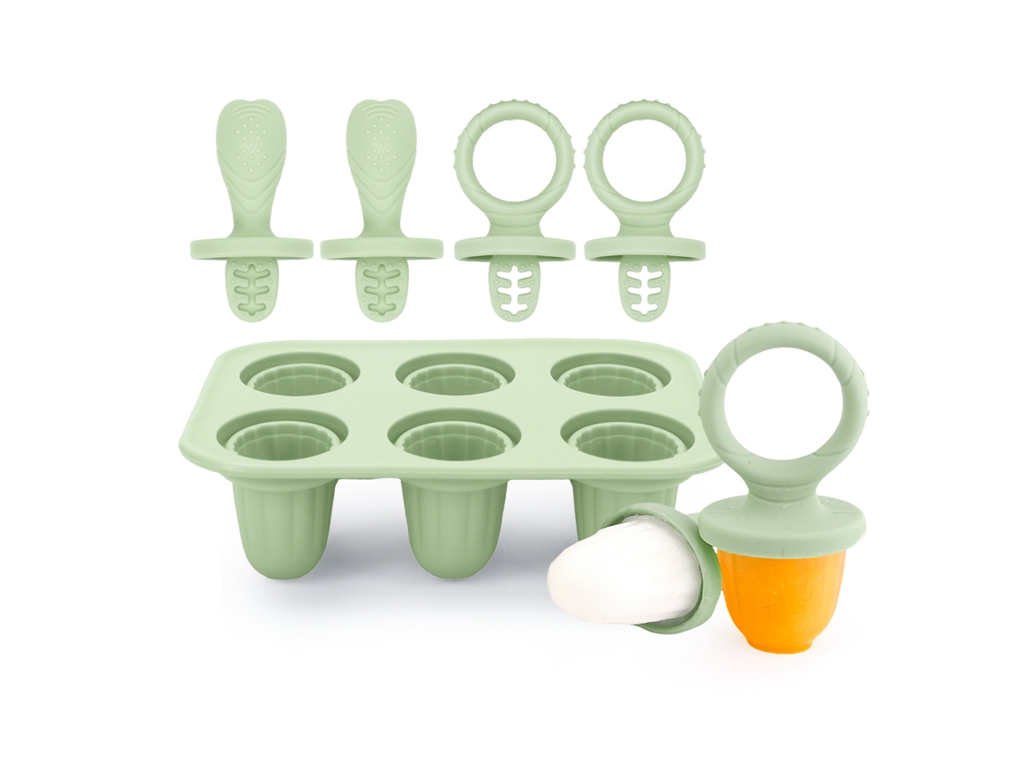 Grade de Alimentos Bebê Molho Dentes Molde Barra de Gelo 6 Gr Tinta Verde 3 Alça Redonda 3 Alça Reta ZSANFS