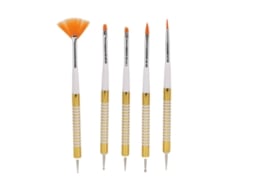 5pcs Pincéis De Unha Duas Pontas Profissionais Pincel Liner Caneta De Pontilhado Com Tampa Protetora Para Salão De Unha E Casa