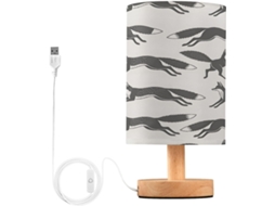 Abajur De Cabeceira Lobo Para Quarto, Luminária De Cabeceira Led, Luminária De Leitura Com Portas Usb E Cúpula Tecido
