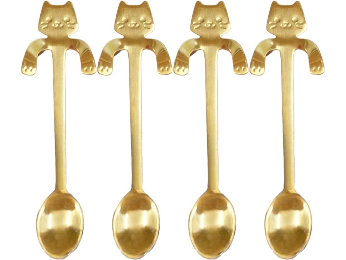 Colheres de Chá com Cat Design, Ouro, 4 Pcs ZYBLSSBB