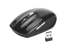 Mouse sem fio 2.4G ergonômico mini óptico para notebook tablet PC com 6 botões e 2000 DPI preto | S/MARCA